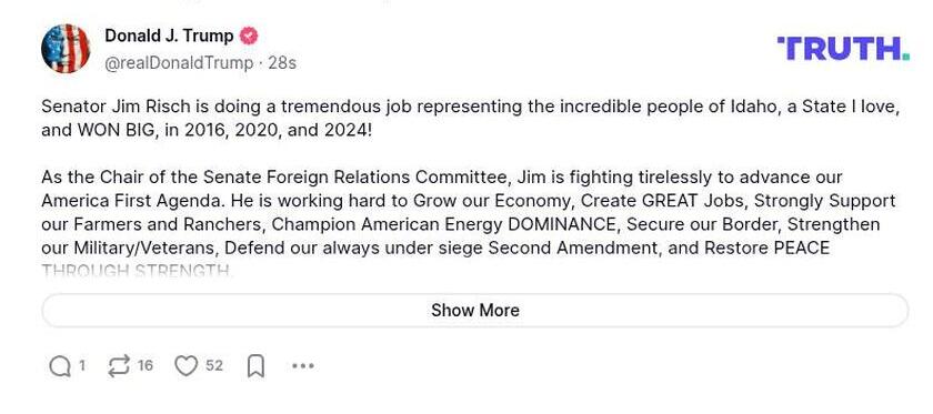 Post image from Donald Trump