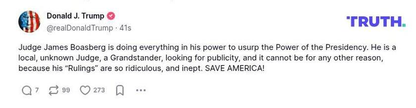 Post image from Donald Trump