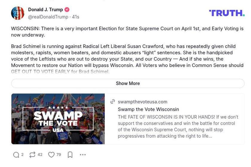 Post image from Donald Trump