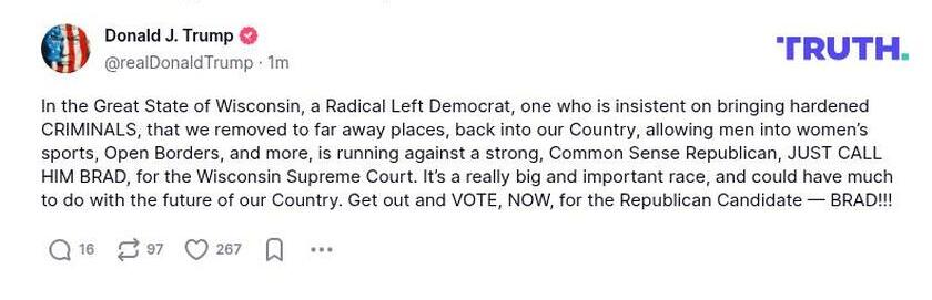 Post image from Donald Trump