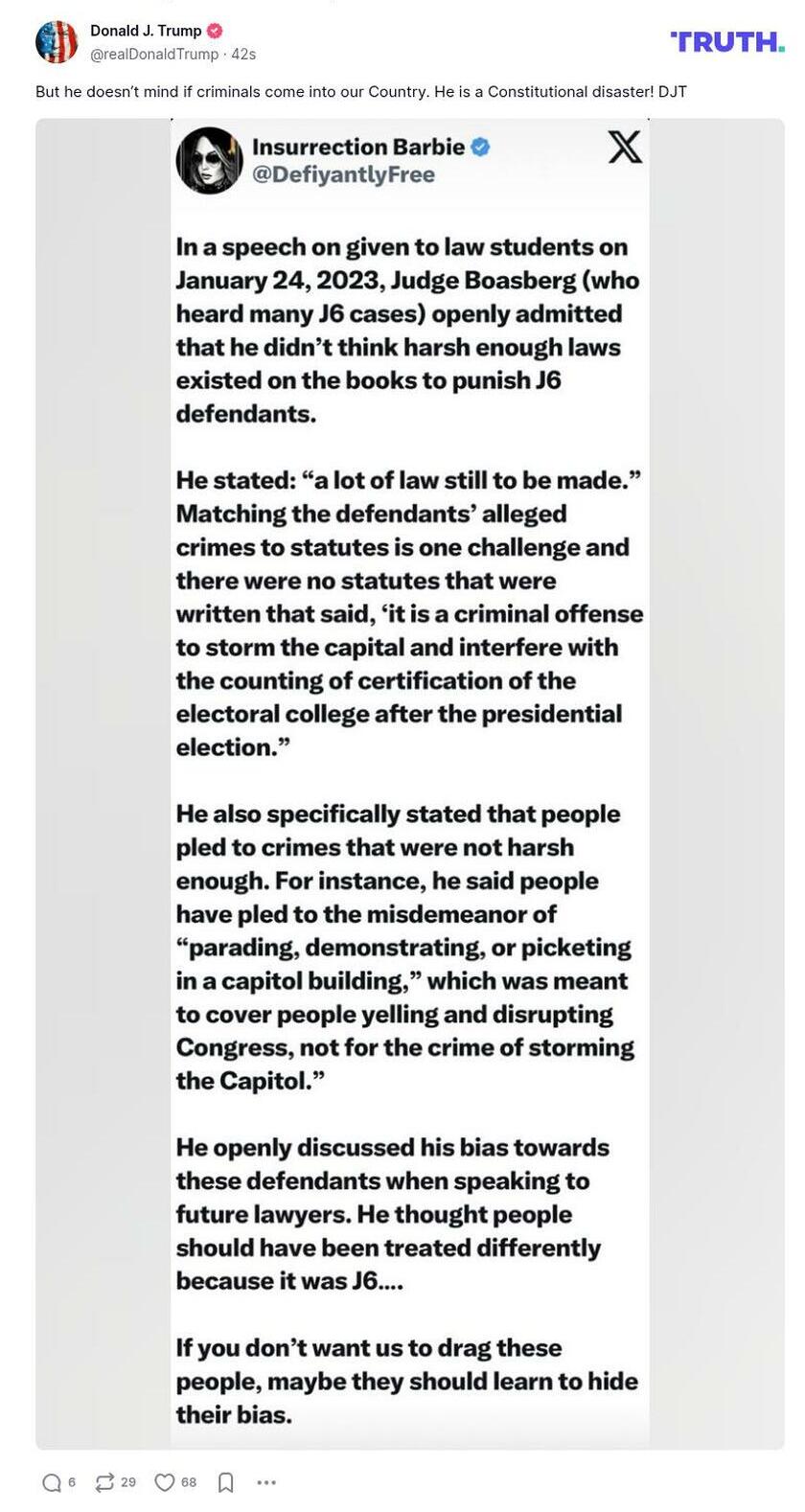 Post image from Donald Trump