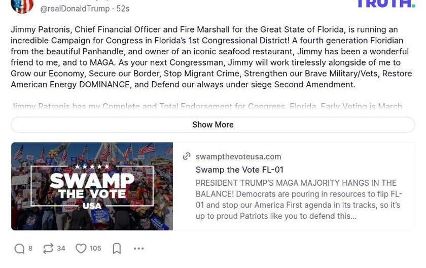 Post image from Donald Trump