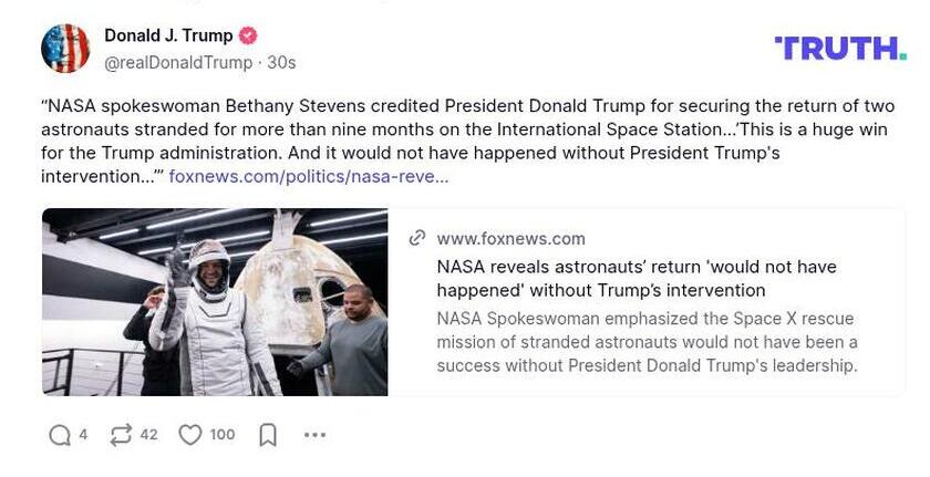 Post image from Donald Trump