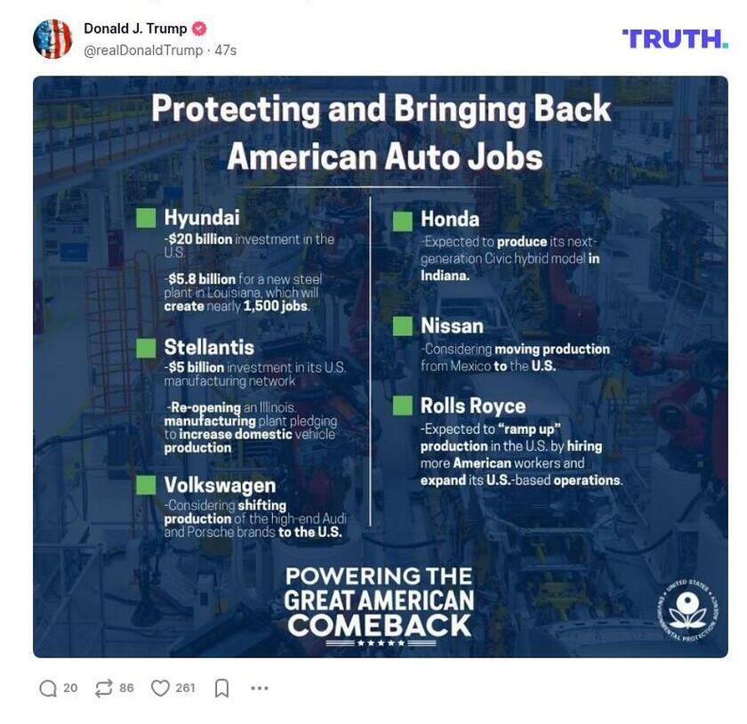 Post image from Donald Trump