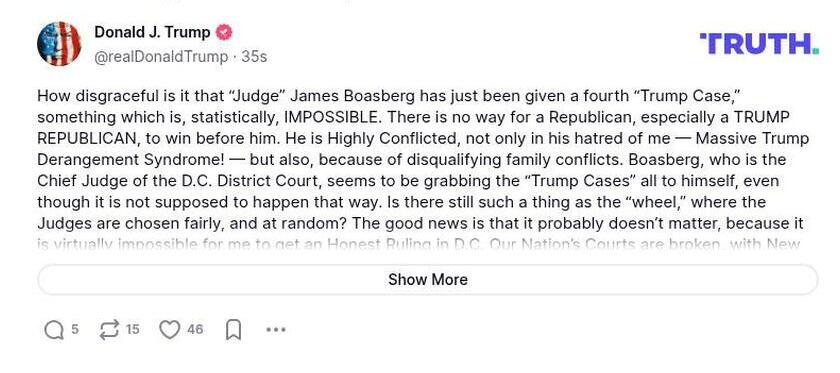 Post image from Donald Trump