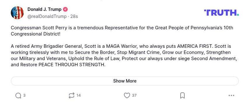 Post image from Donald Trump