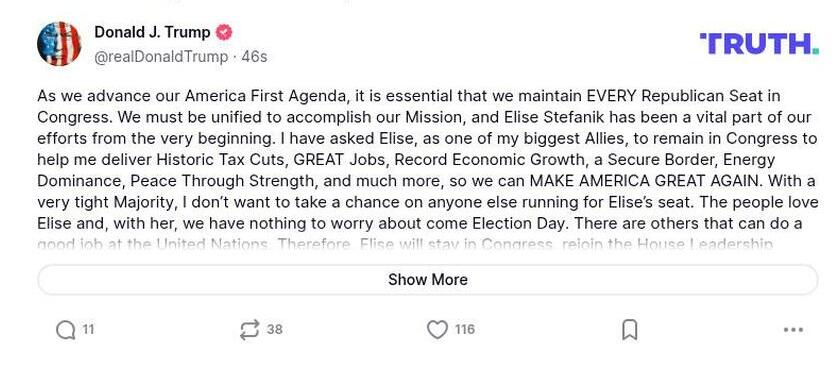 Post image from Donald Trump