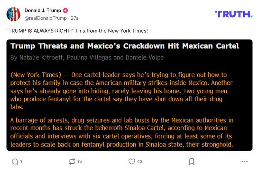 Post image from Donald Trump