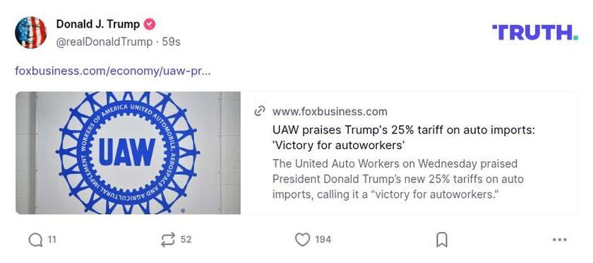 Post image from Donald Trump