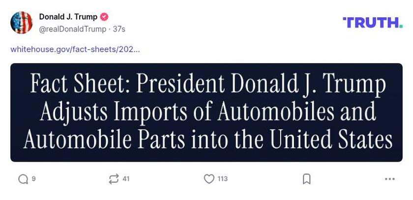 Post image from Donald Trump