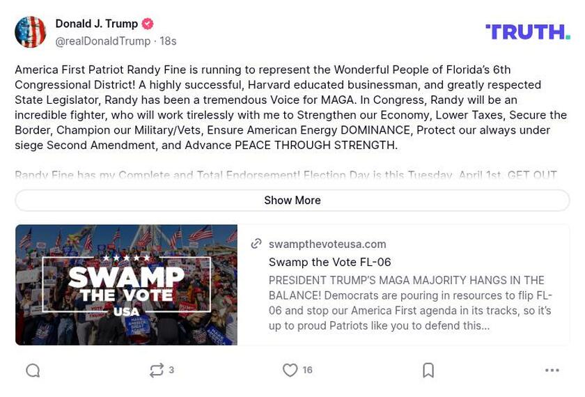 Post image from Donald Trump