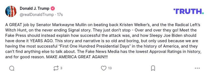 Post preview from Donald Trump