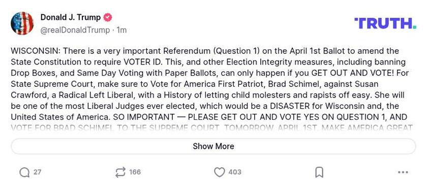 Post image from Donald Trump