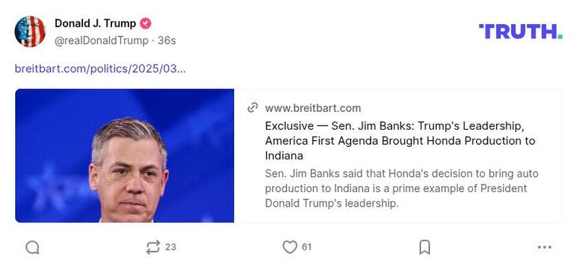 Post image from Donald Trump