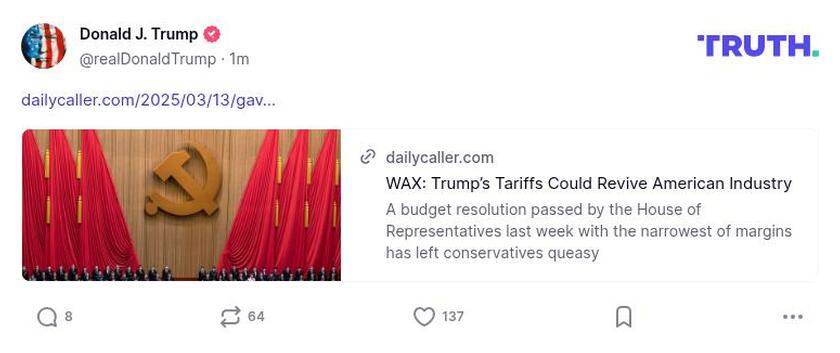 Post preview from Donald Trump