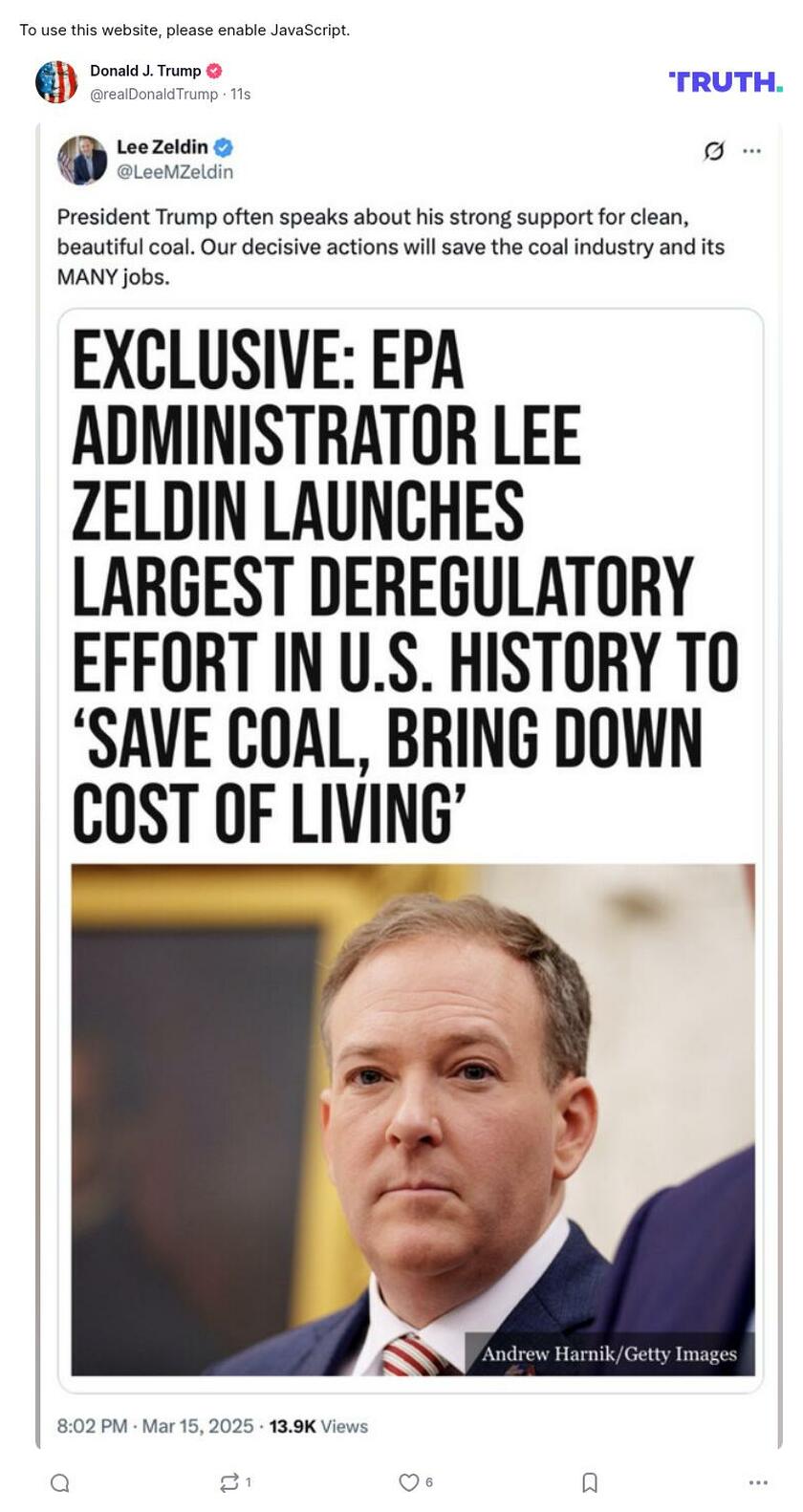 Post image from Donald Trump