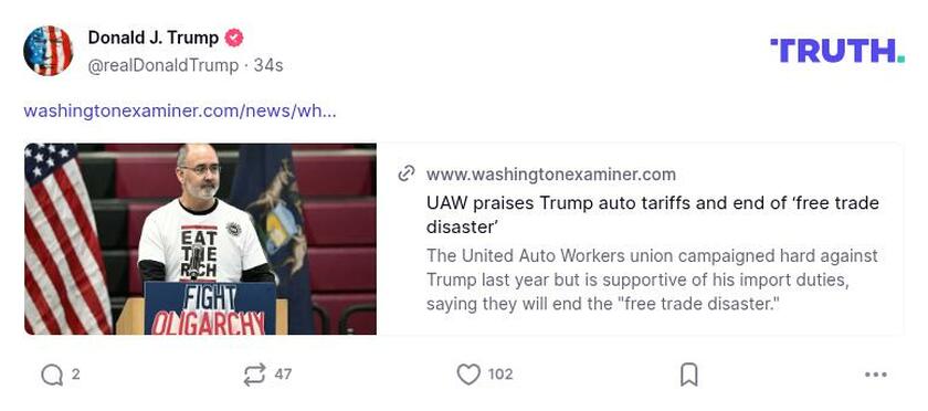 Post image from Donald Trump