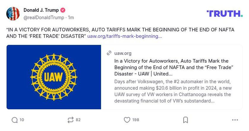 Post image from Donald Trump