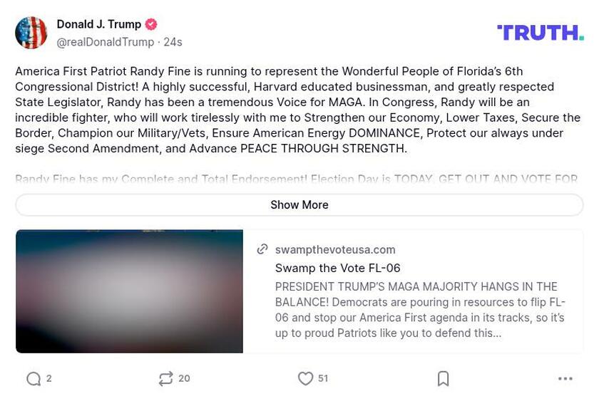 Post image from Donald Trump