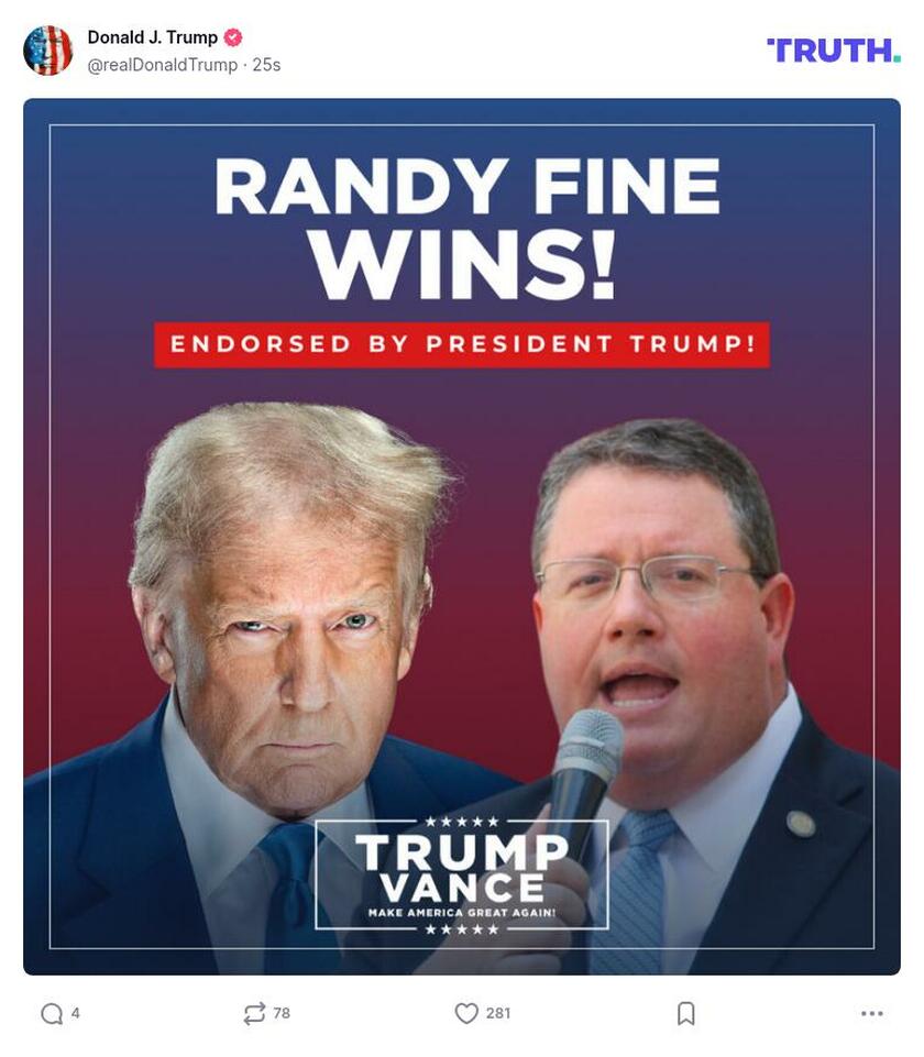 Post image from Donald Trump