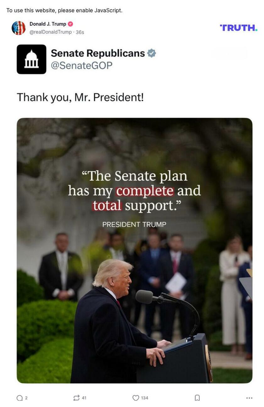 Post image from Donald Trump