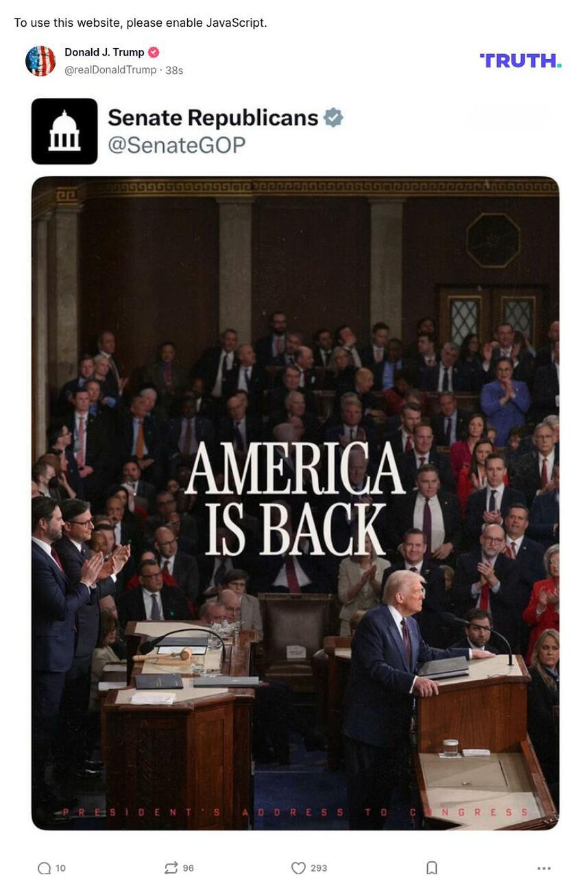 Post image from Donald Trump