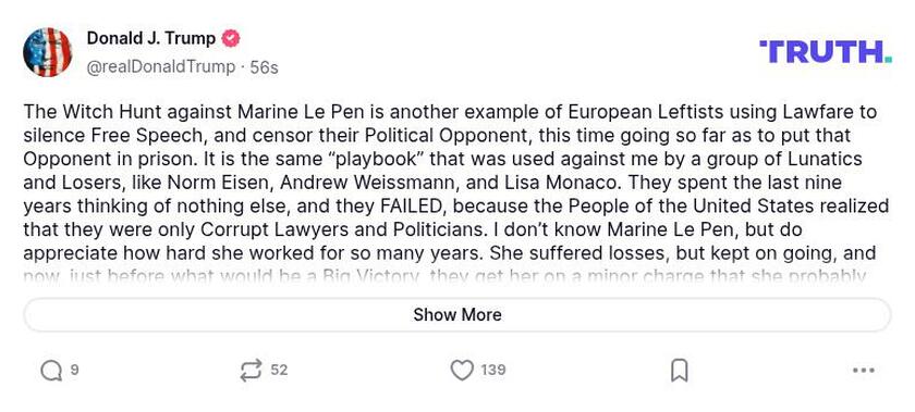 Post image from Donald Trump