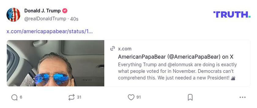 Post image from Donald Trump