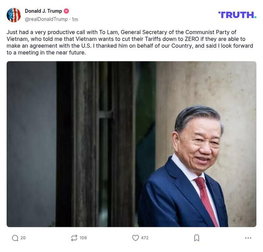 Post image from Donald Trump