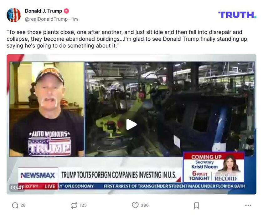 Post image from Donald Trump