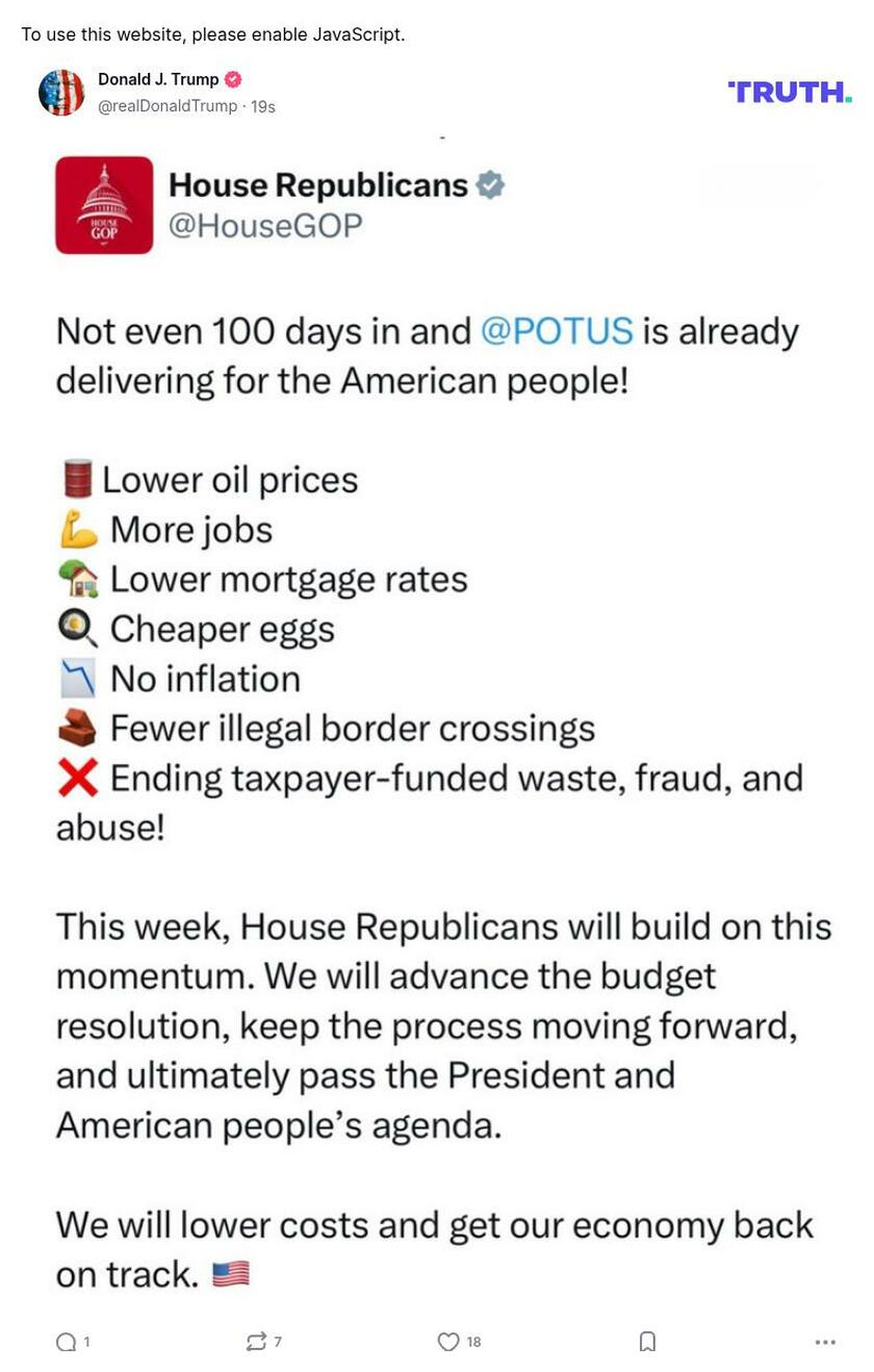 Post image from Donald Trump