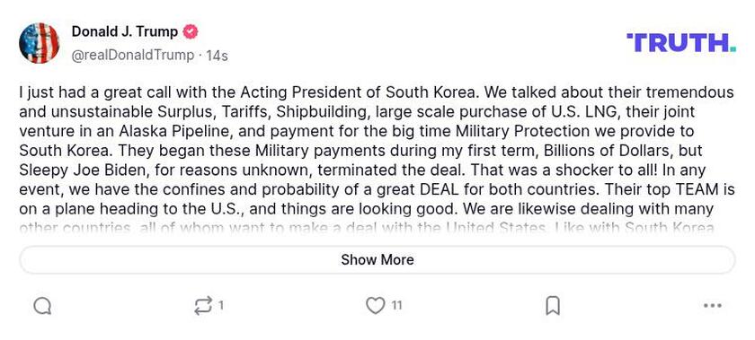 Post preview from Donald Trump