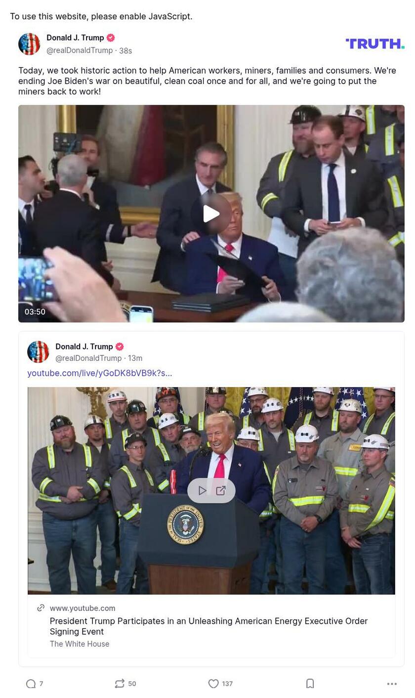 Post preview from Donald Trump