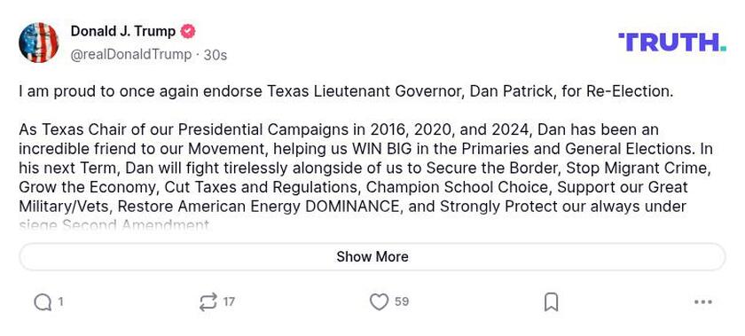 Post image from Donald Trump