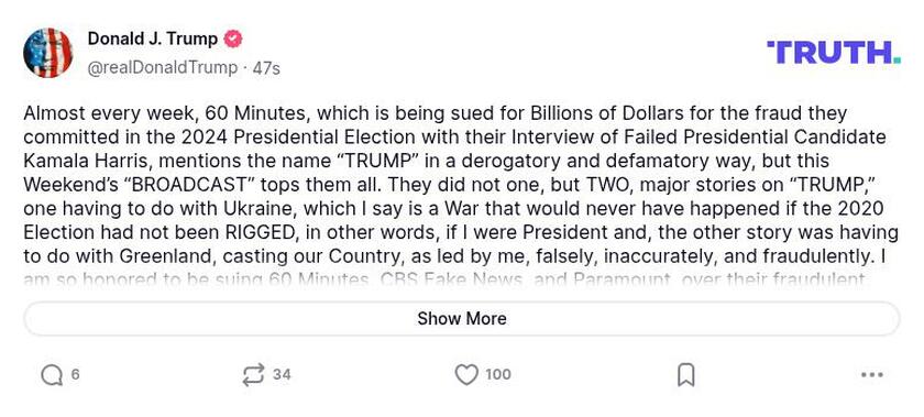 Post preview from Donald Trump