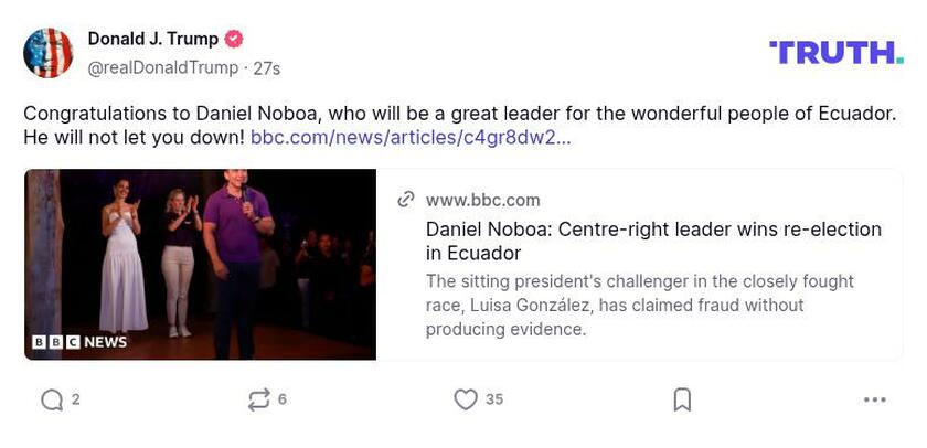 Post image from Donald Trump