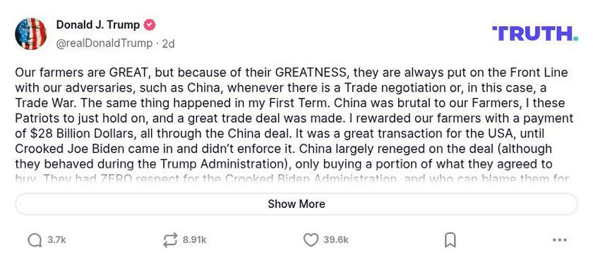 Post preview from Donald Trump