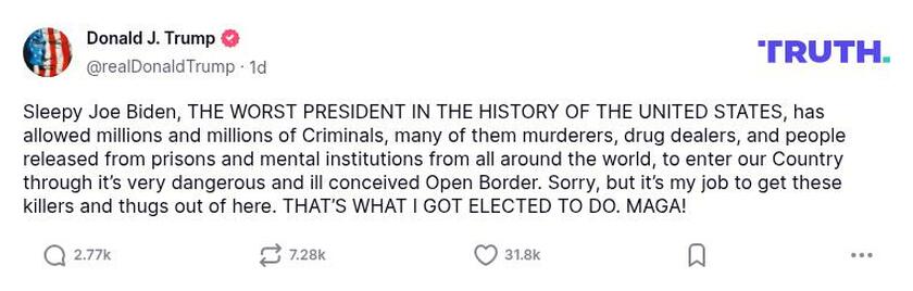 Post preview from Donald Trump