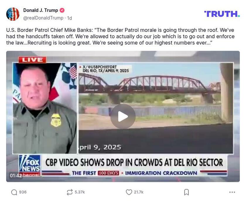 Post image from Donald Trump