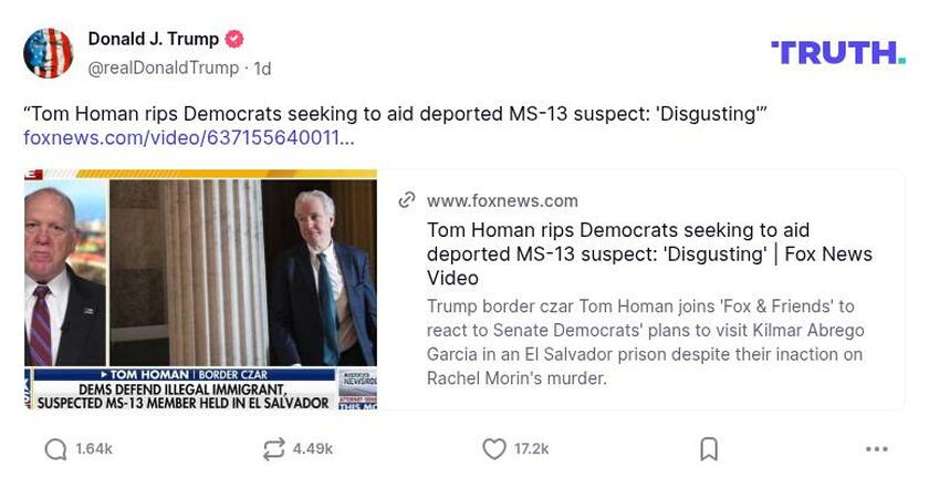 Post image from Donald Trump