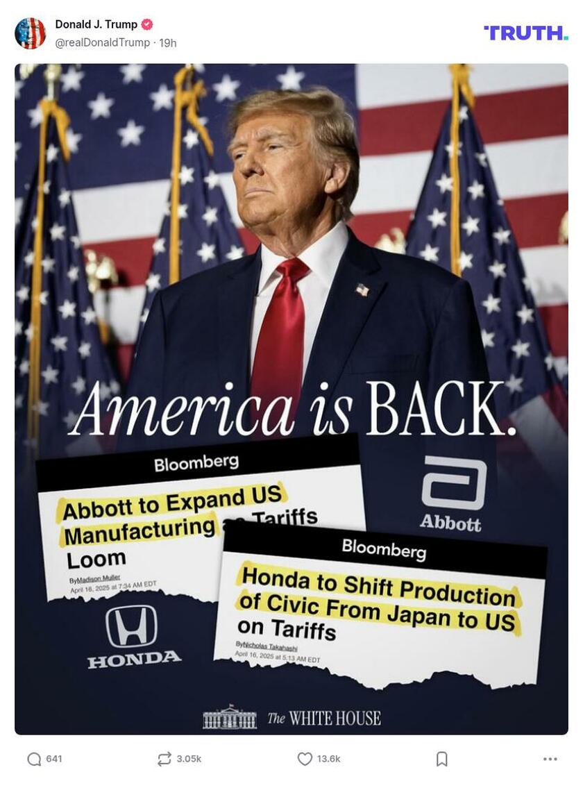 Post image from Donald Trump