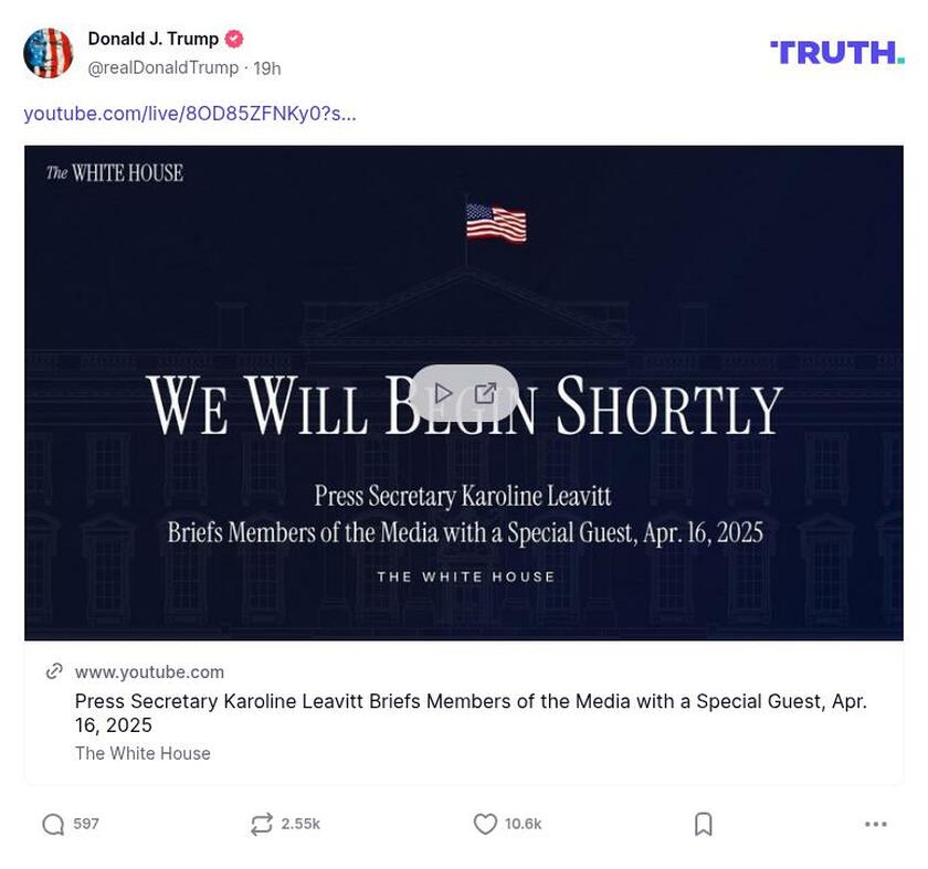 Post image from Donald Trump