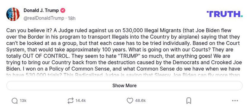 Post preview from Donald Trump