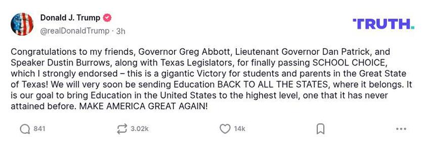 Post image from Donald Trump