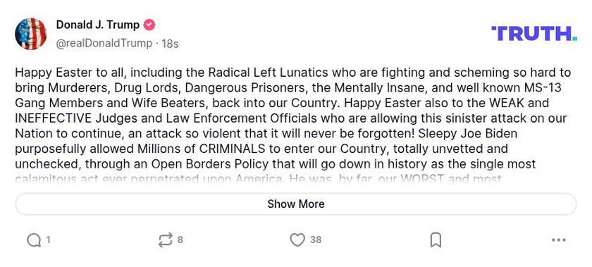 Post preview from Donald Trump