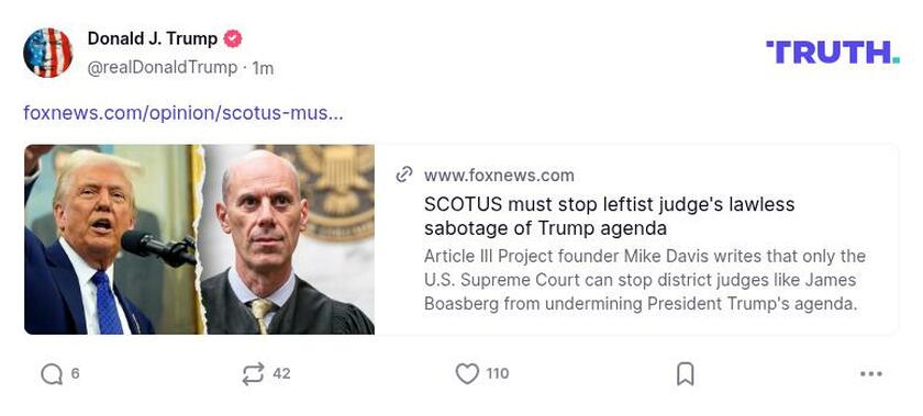 Post image from Donald Trump