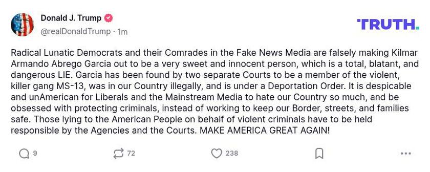 Post image from Donald Trump