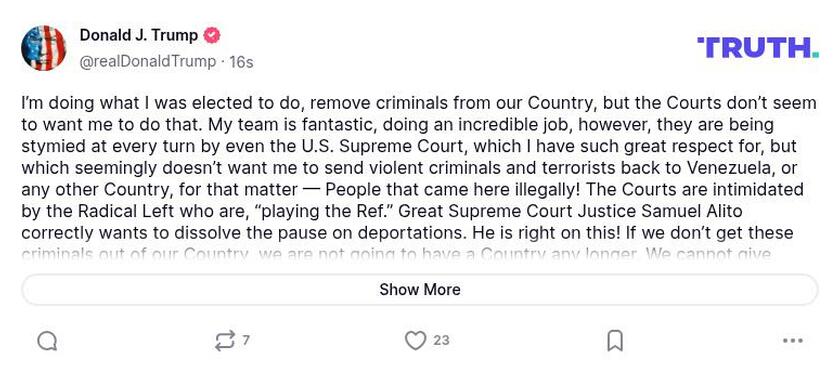 Post preview from Donald Trump