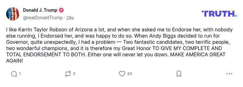 Post image from Donald Trump