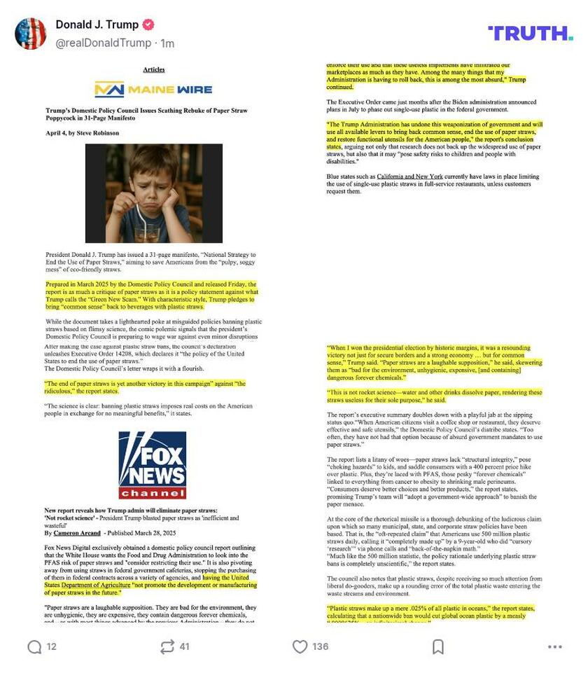 Post image from Donald Trump